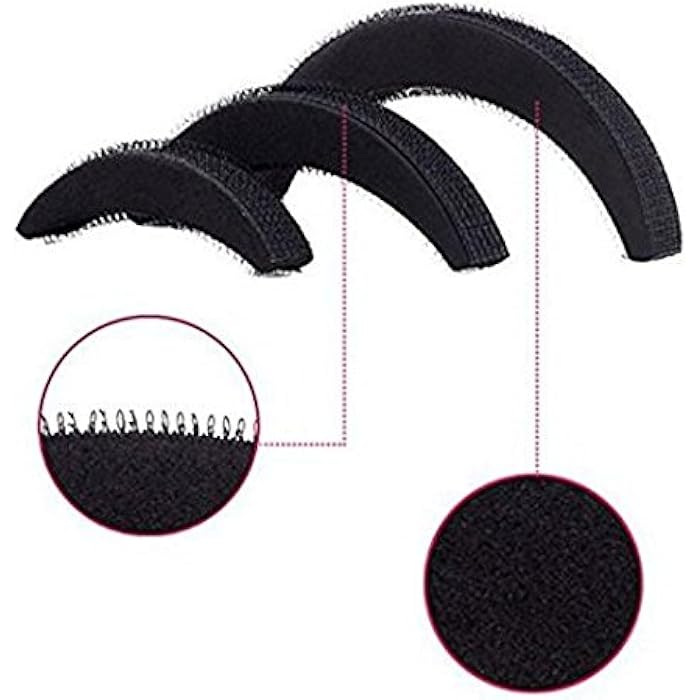 ASTRQLE 3pcs Black Different Size Bump It Up Volume Inserts Do Beehive Hair Pad Base Styler Insert Tool Hair Accessories - Image 5